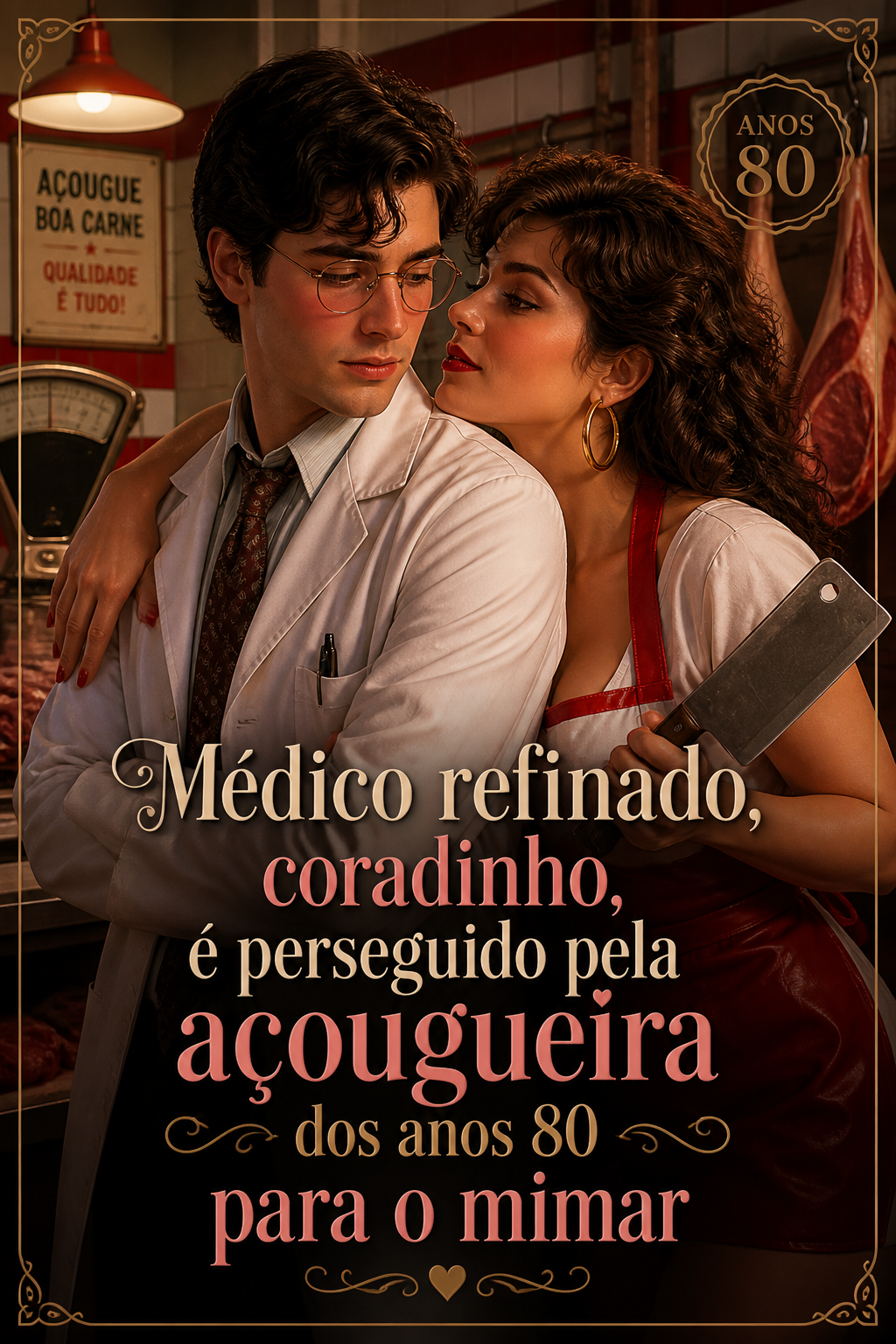 Médico refinado, coradinho, é perseguido pela açougueira dos anos 80 para o mimar